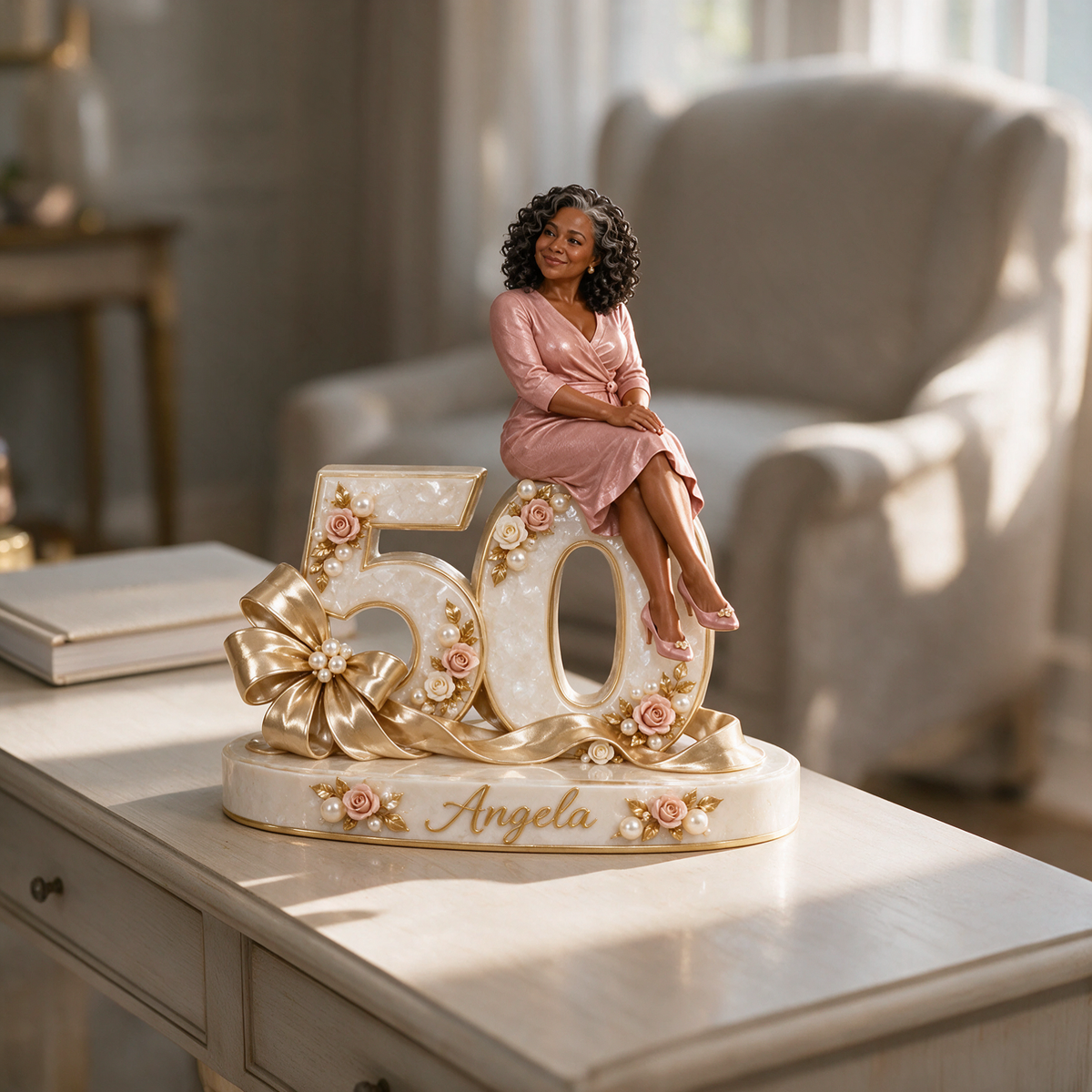 Personalized Gold Bow Custom Shaped Acrylic Plaque, Custom Portrait 18th 21st 30th 40th 50th 60th Birthday Gift for Mom, Wife, Girlfriend, Daughter, Sister, Grandma, Best Friend