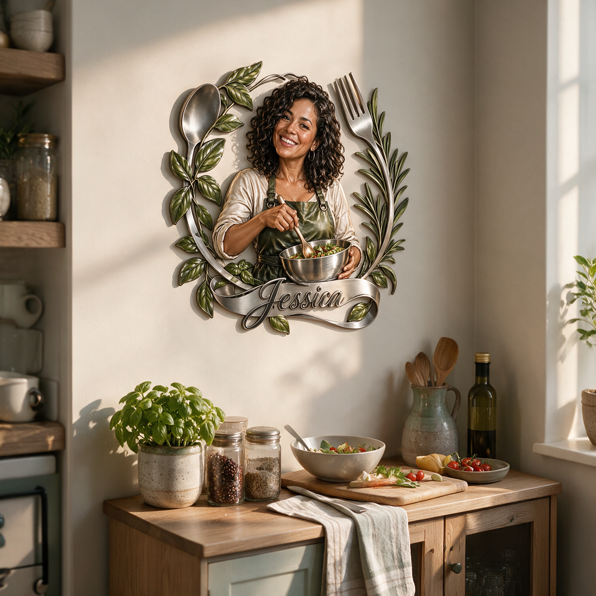 Personalized Custom Photo Cooking 3D Cut Metal Sign - Gift for Women