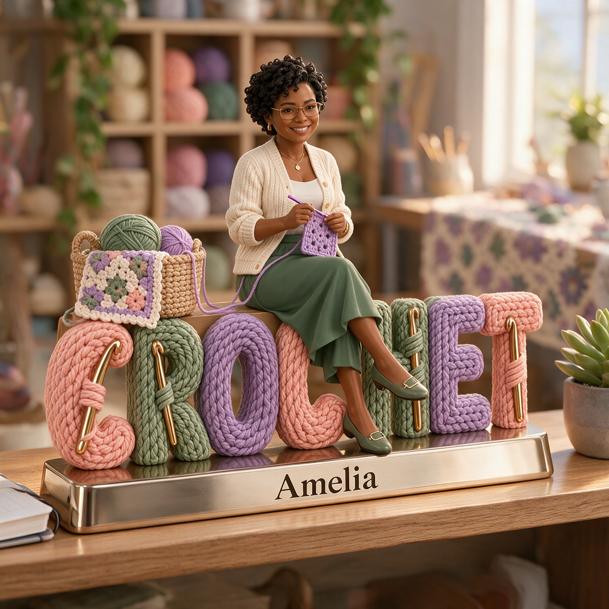 Personalized Custom Photo Crochet Custom Shaped Acrylic Plaque - Gift for Women