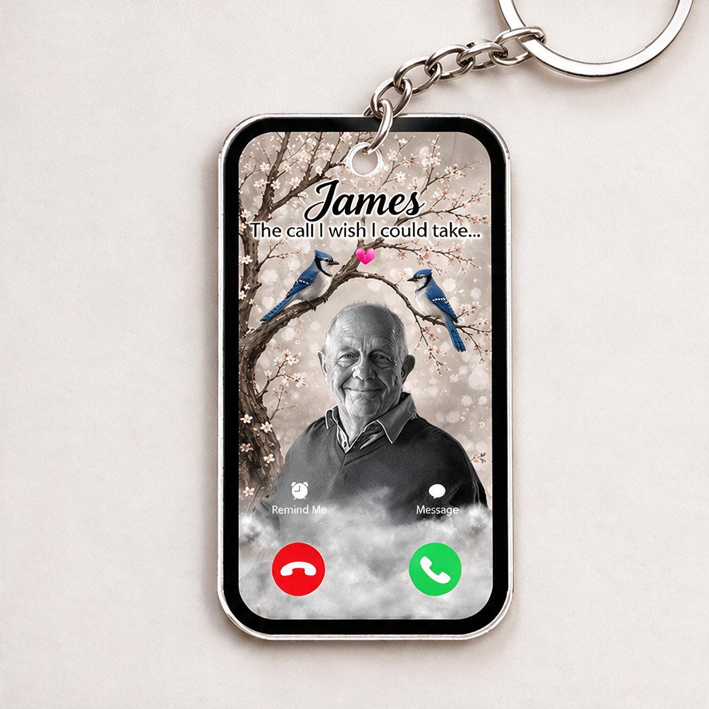 Blue Jay The Call I Wish I Could Take Personalized Acrylic Photo Keychain - Memorial Sympathy Remembrance Gift