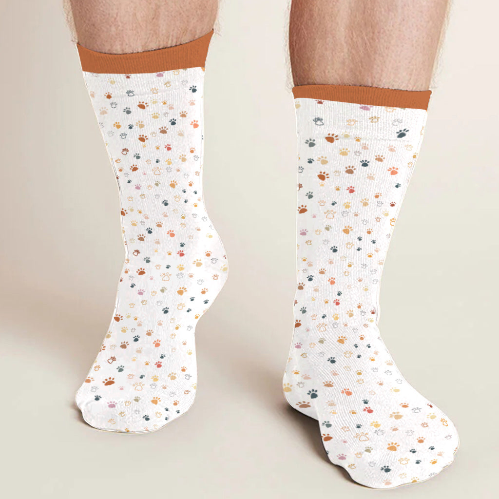 Je te suivrai où que tu ailles - Cadeau pour les amoureux des chiens - Chaussettes personnalisées