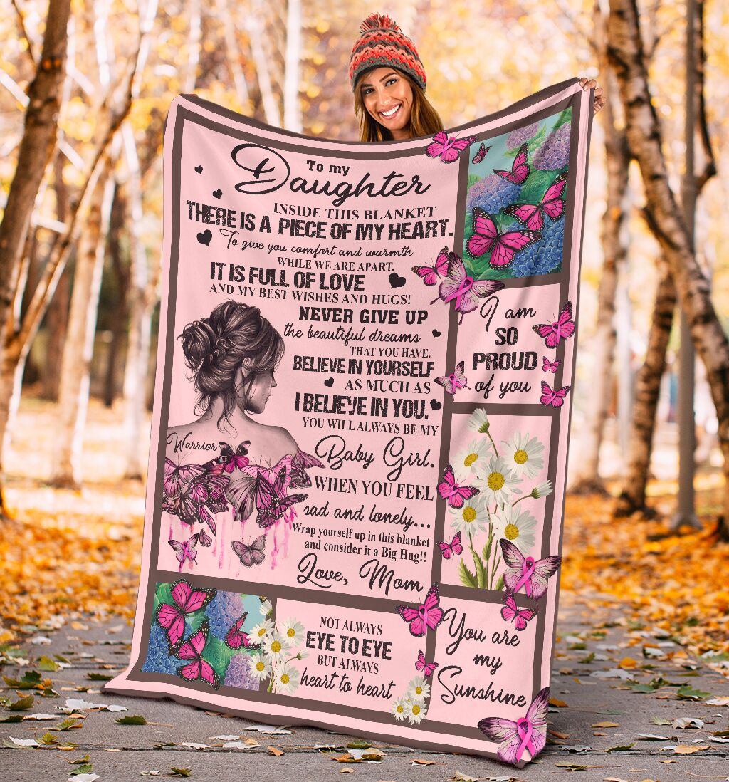 To My Daughter Breast Cancer Awareness Blanket 0622