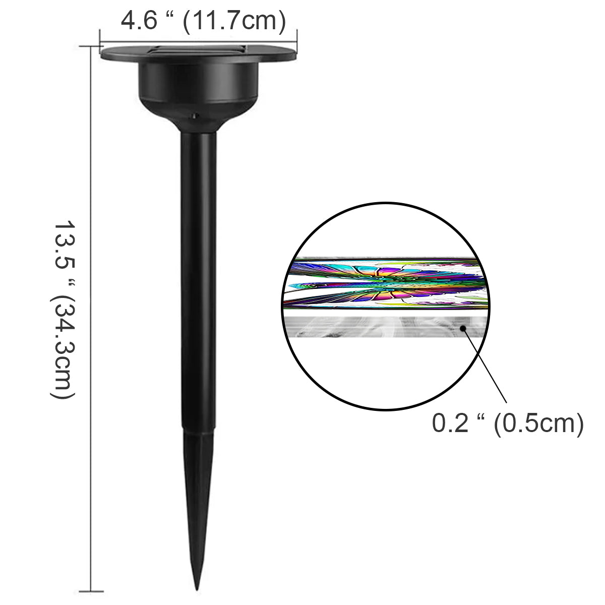 Magnifique lampe solaire de jardin personnalisée avec colibri, abeille, papillon...