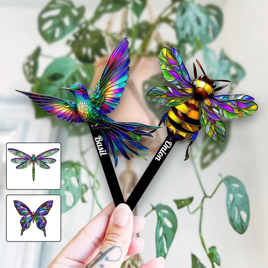 Stunning Hummingbird, Bee, Butterfly... - Personalized Gardening Plant Marker Stake