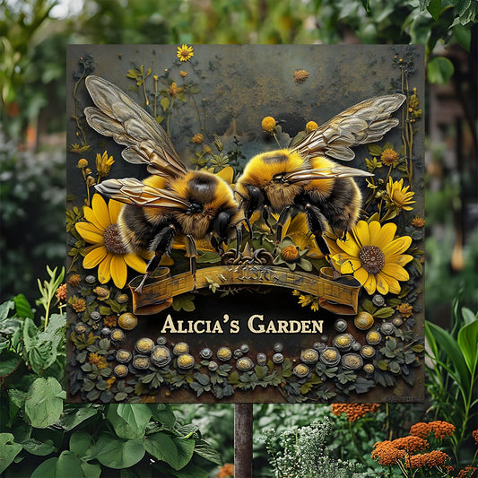 Jardin des abeilles - Panneau en métal découpé personnalisé pour le jardinage