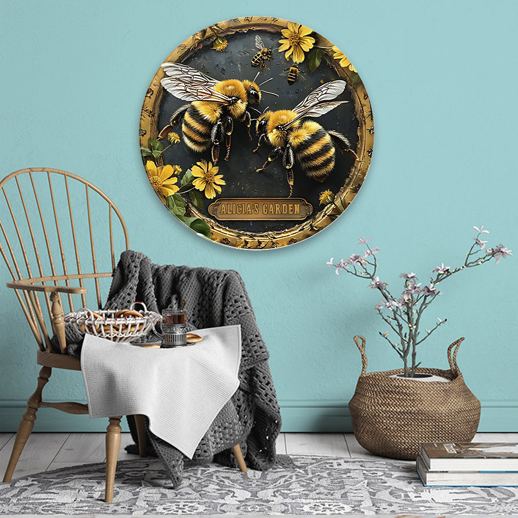 Votre jardin - Panneau métallique rond personnalisé pour le jardinage