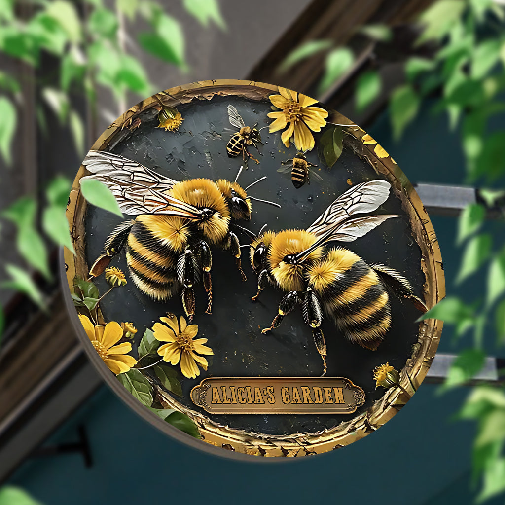 Votre jardin - Panneau métallique rond personnalisé pour le jardinage