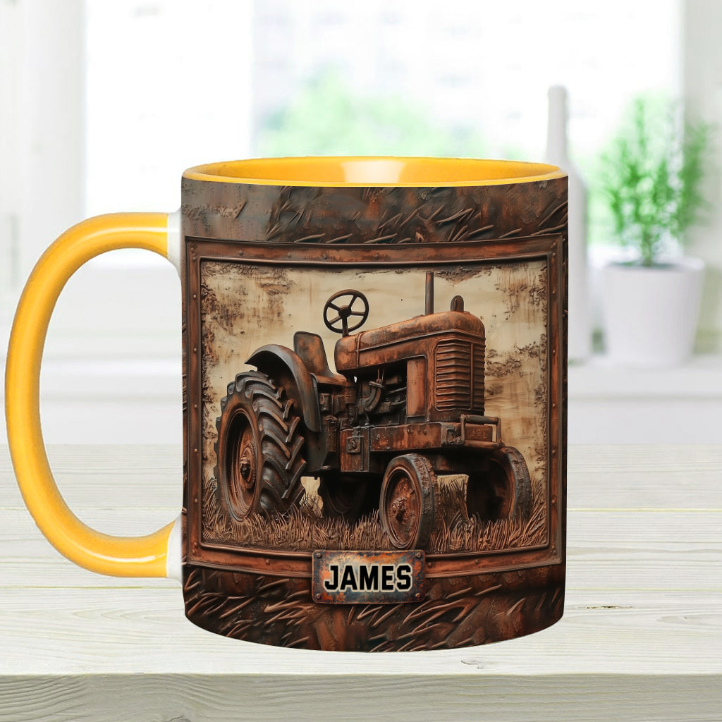 Rustic Tractor - Personalized Tractor Accent Mug