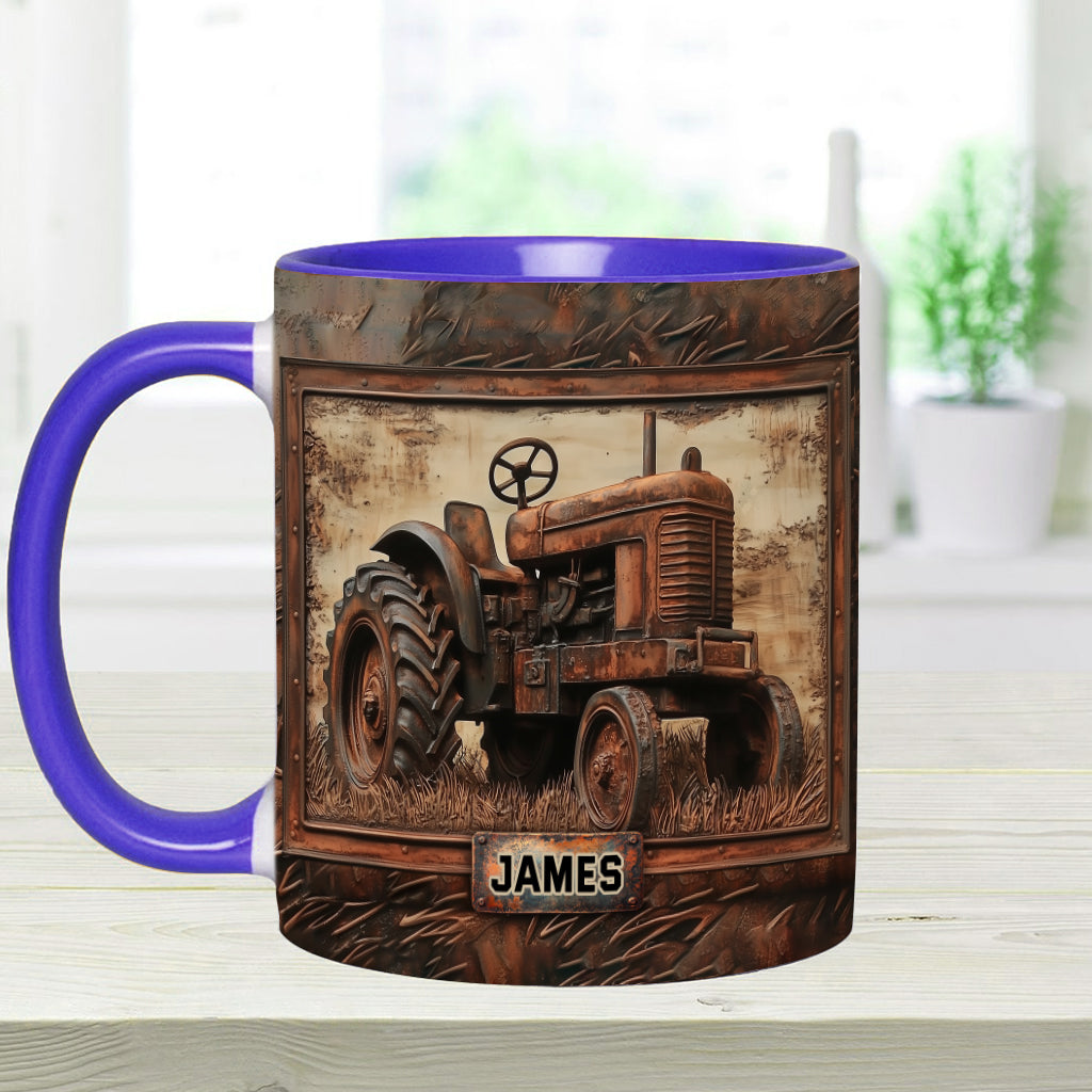 Rustic Tractor - Personalized Tractor Accent Mug