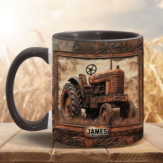 Mug personnalisé à motif tracteur rustique