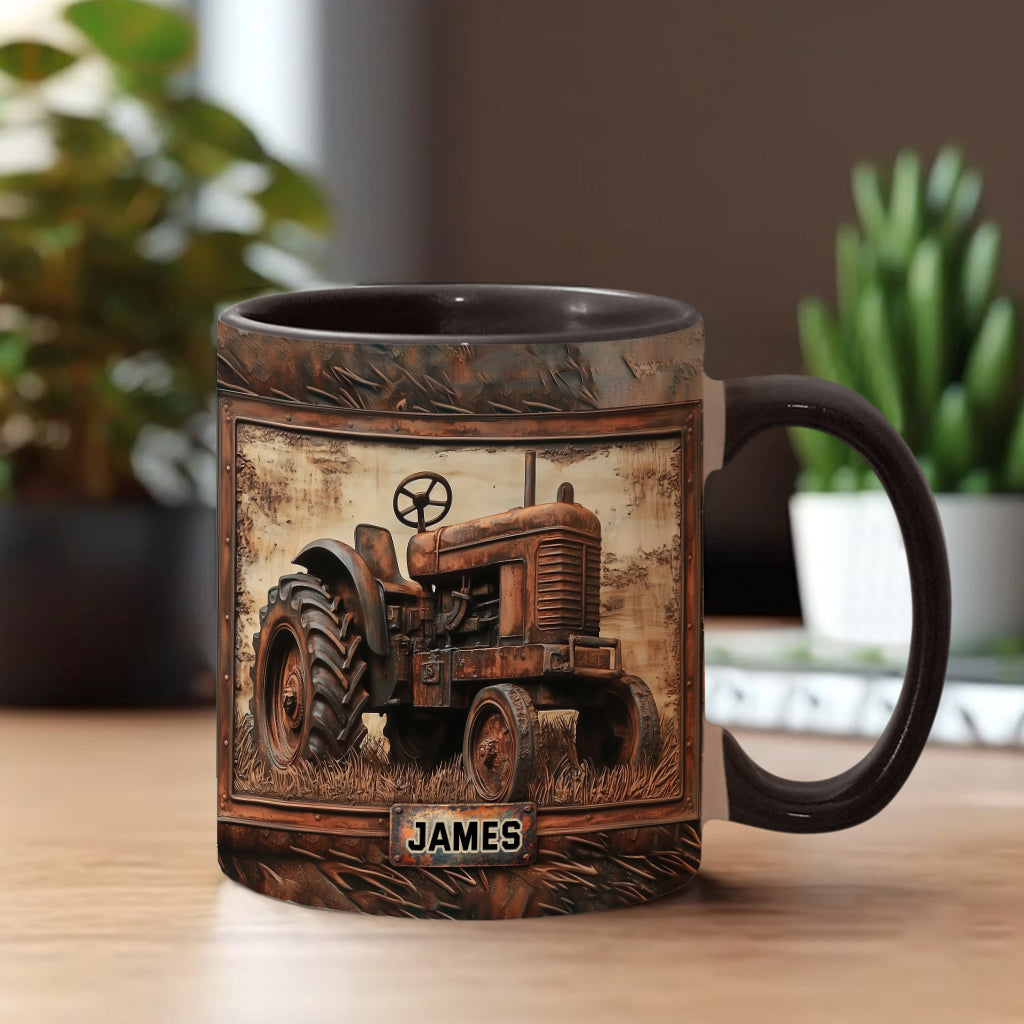 Rustic Tractor - Personalized Tractor Accent Mug