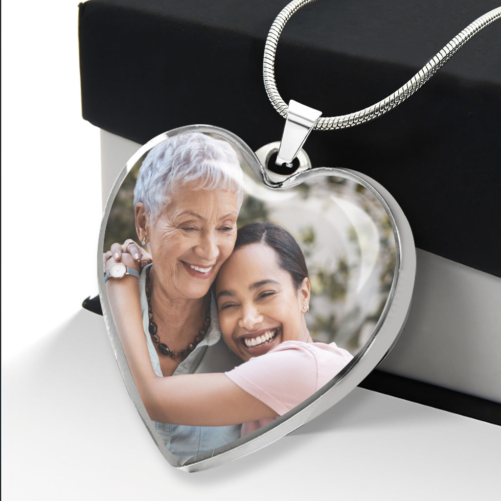 Merci maman - Cadeau pour maman, grand-mère, épouse, petite amie, fille - Collier pendentif cœur personnalisé