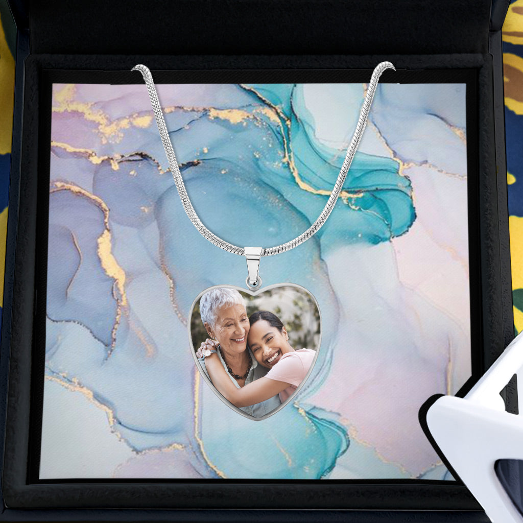 Merci maman - Cadeau pour maman, grand-mère, épouse, petite amie, fille - Collier pendentif cœur personnalisé