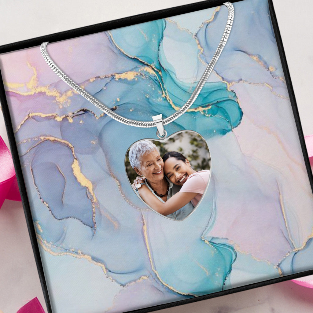 Merci maman - Cadeau pour maman, grand-mère, épouse, petite amie, fille - Collier pendentif cœur personnalisé