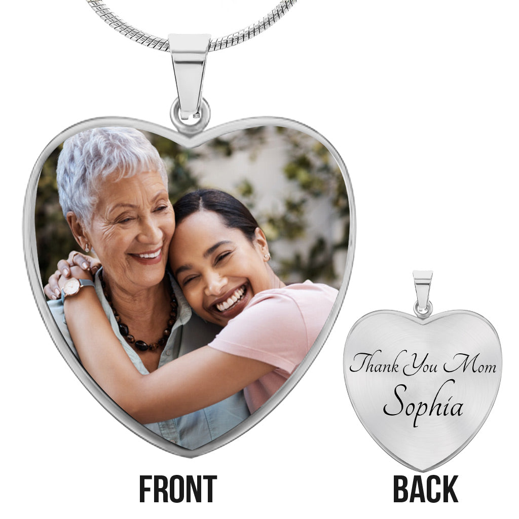 Merci maman - Cadeau pour maman, grand-mère, épouse, petite amie, fille - Collier pendentif cœur personnalisé