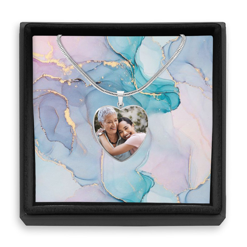 Merci maman - Cadeau pour maman, grand-mère, épouse, petite amie, fille - Collier pendentif cœur personnalisé