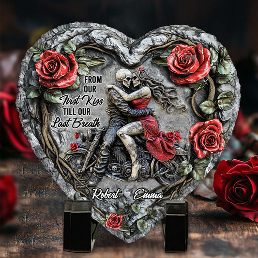 De notre premier baiser - Pierre en forme de cœur personnalisée pour les couples