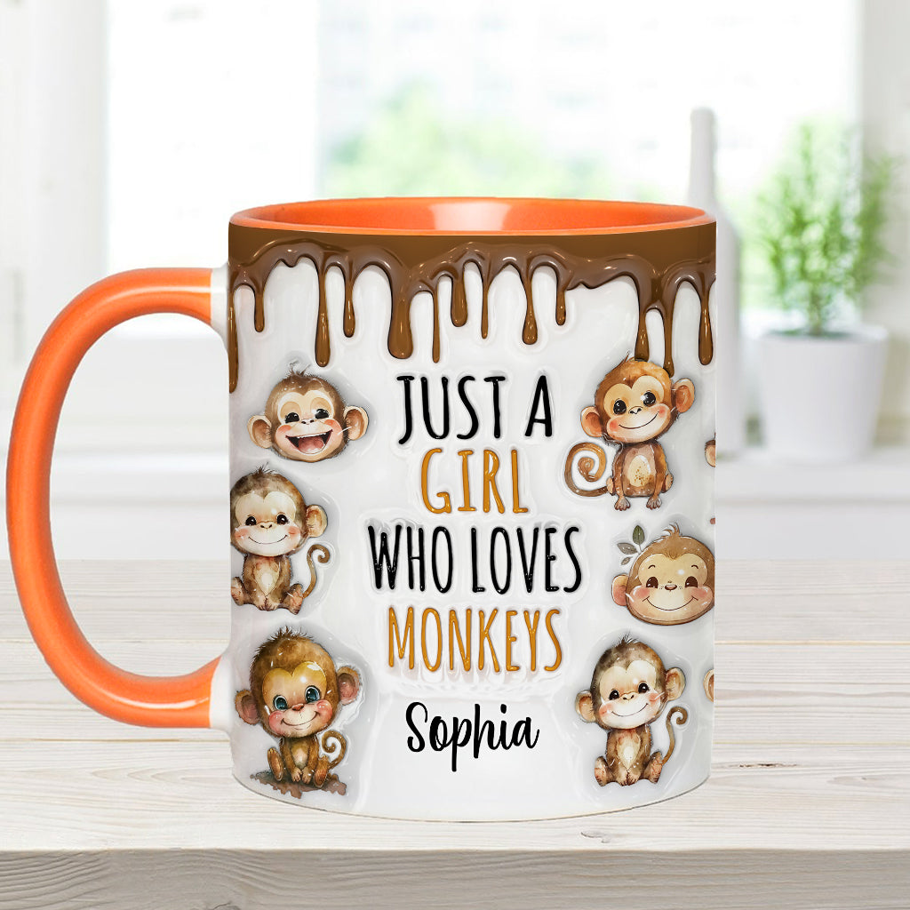 Just A Girl Who Loves Monkeys - Personalized Accent Mug
