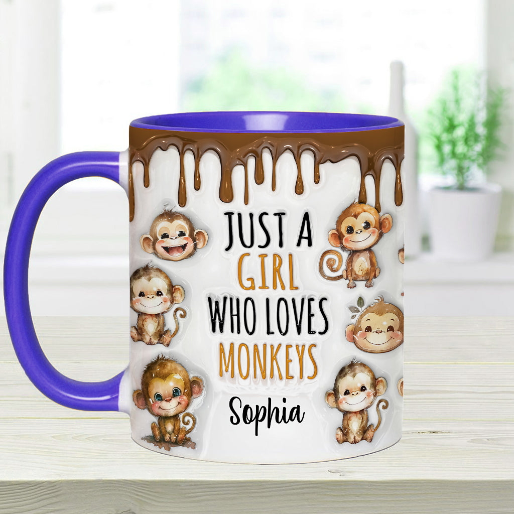 Just A Girl Who Loves Monkeys - Personalized Accent Mug