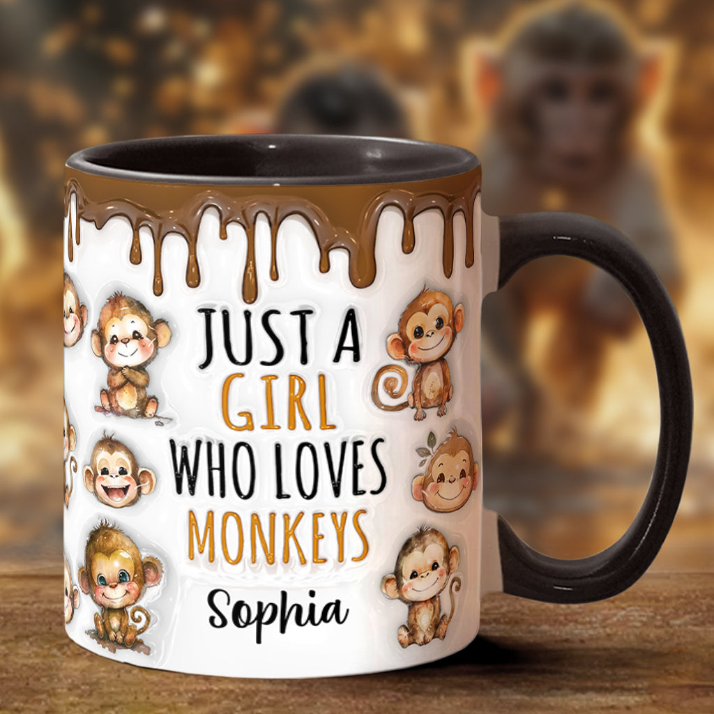 Just A Girl Who Loves Monkeys - Personalized Accent Mug