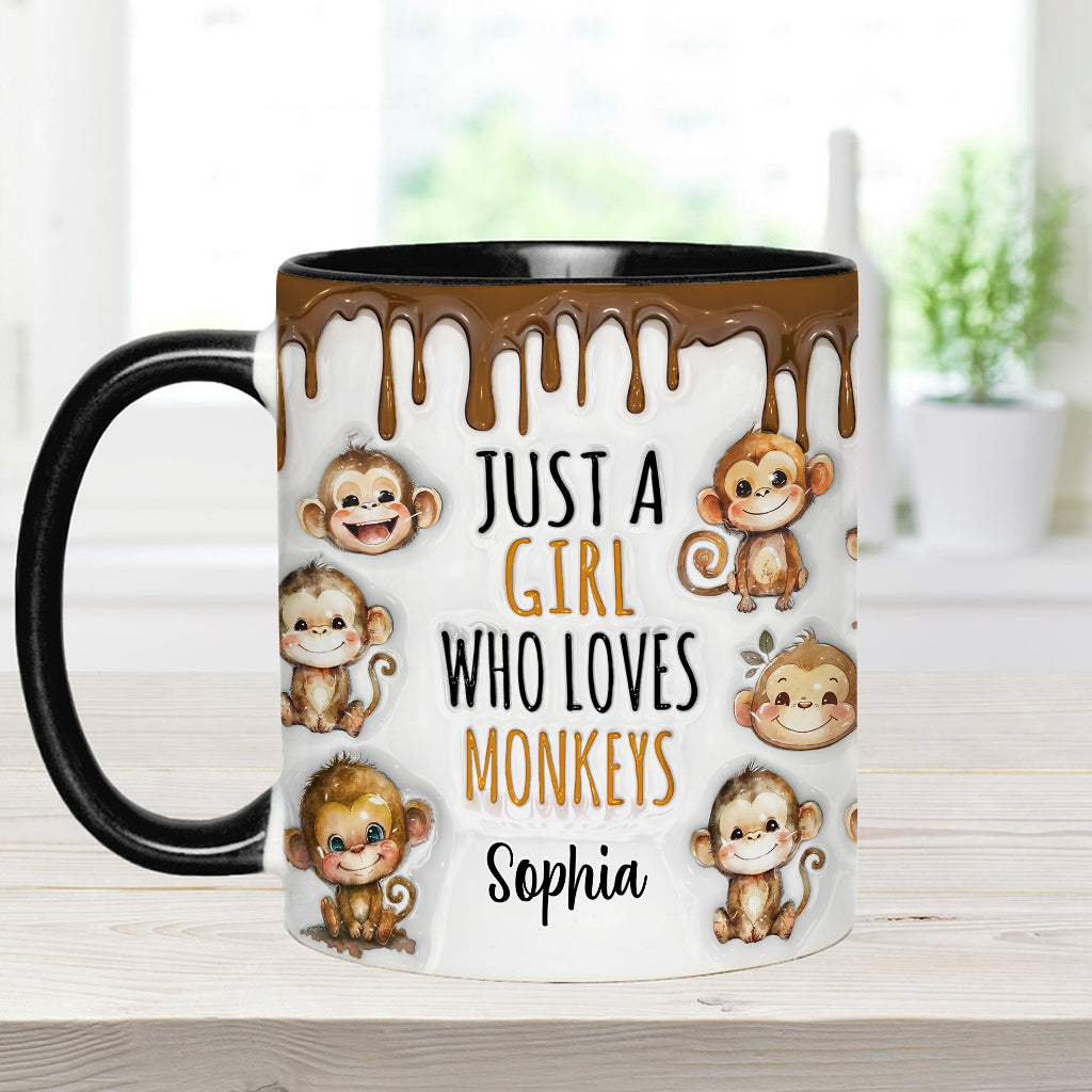 Just A Girl Who Loves Monkeys - Personalized Accent Mug