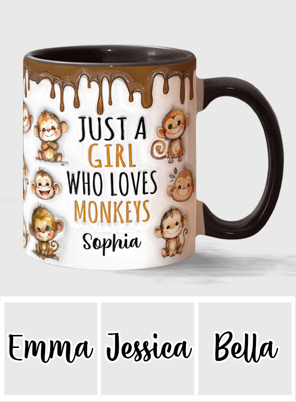 Just A Girl Who Loves Monkeys - Personalized Accent Mug