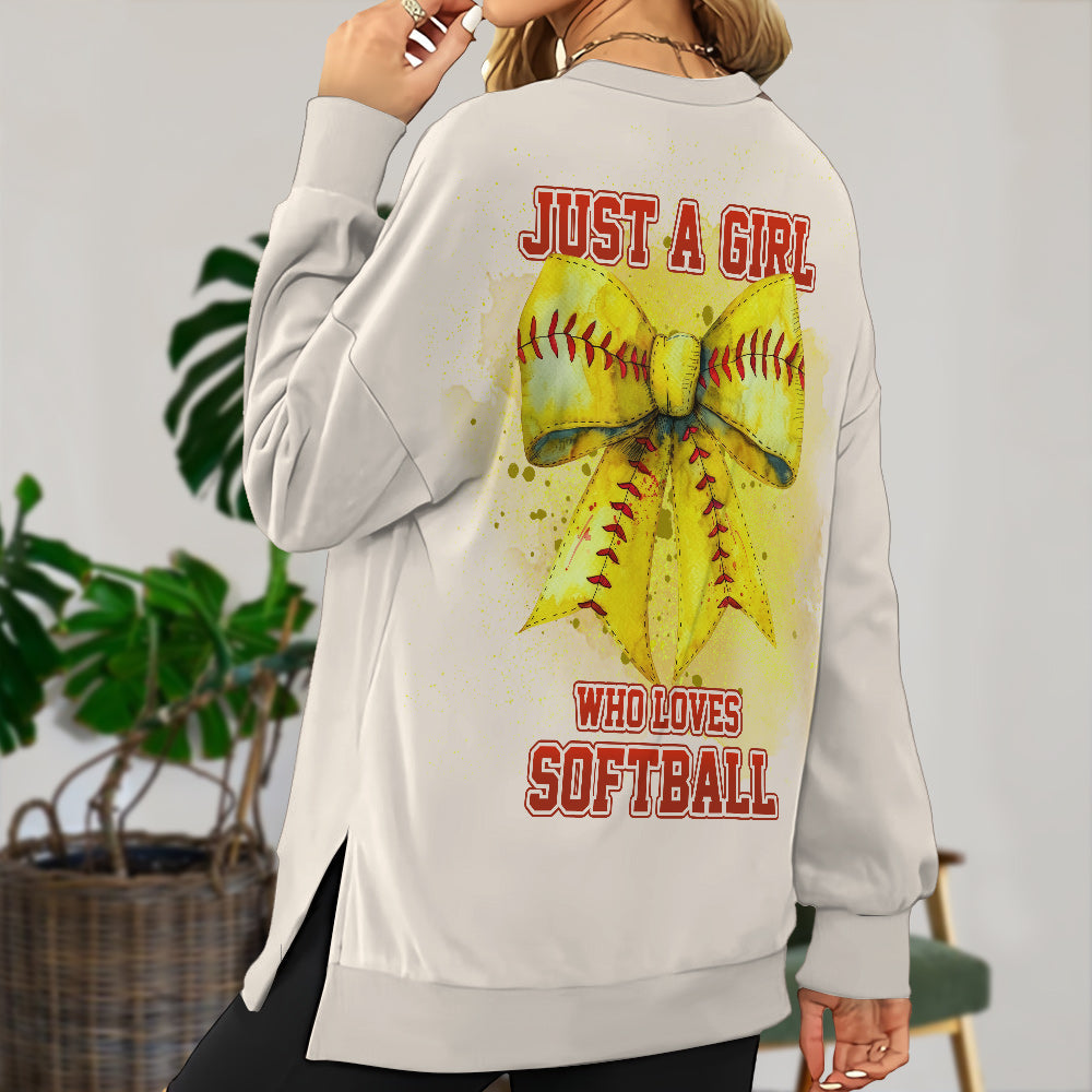 Juste une fille qui aime le softball - Sweat-shirt à ourlet fendu personnalisé