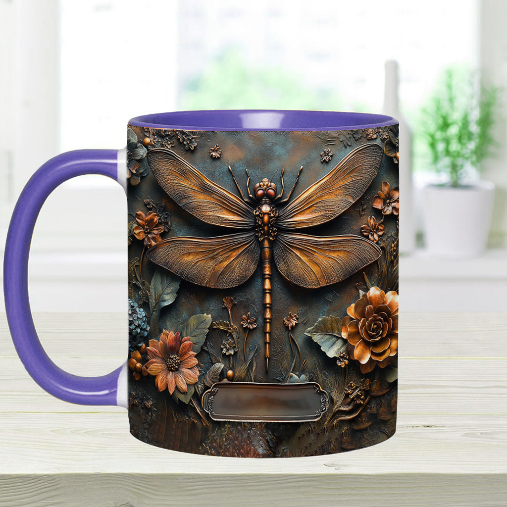 Vintage Soul - Personalized Dragonfly Accent Mug