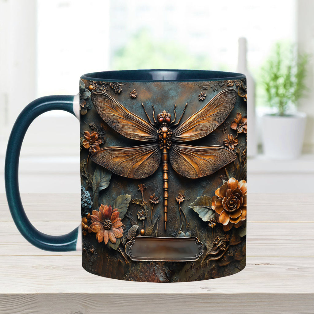 Vintage Soul - Personalized Dragonfly Accent Mug