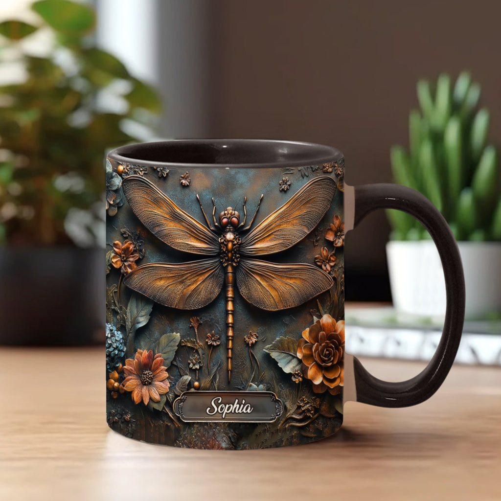 Vintage Soul - Personalized Dragonfly Accent Mug