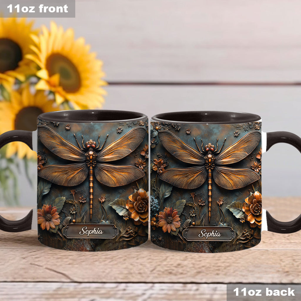 Vintage Soul - Personalized Dragonfly Accent Mug