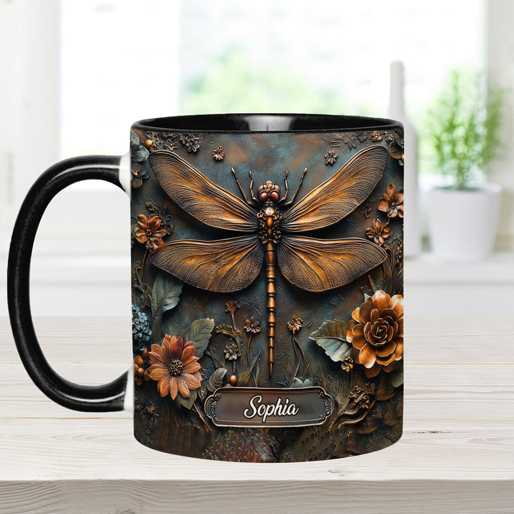 Vintage Soul - Personalized Dragonfly Accent Mug