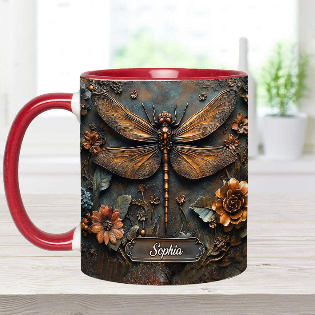 Vintage Soul - Personalized Dragonfly Accent Mug