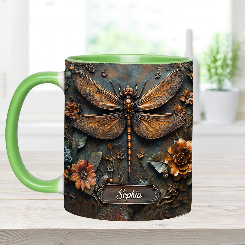 Vintage Soul - Personalized Dragonfly Accent Mug