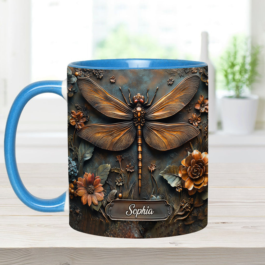 Vintage Soul - Personalized Dragonfly Accent Mug