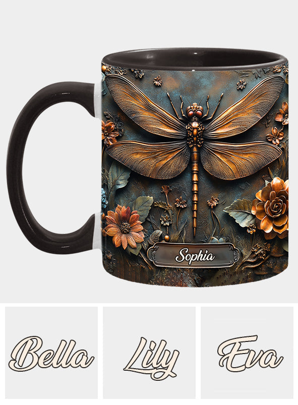Vintage Soul - Personalized Dragonfly Accent Mug