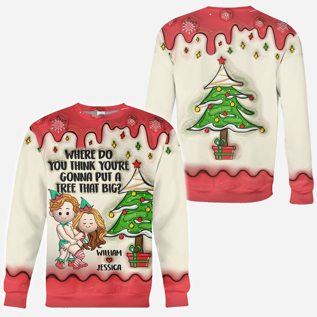 Penche-toi et je te montrerai - T-shirt personnalisé pour couple