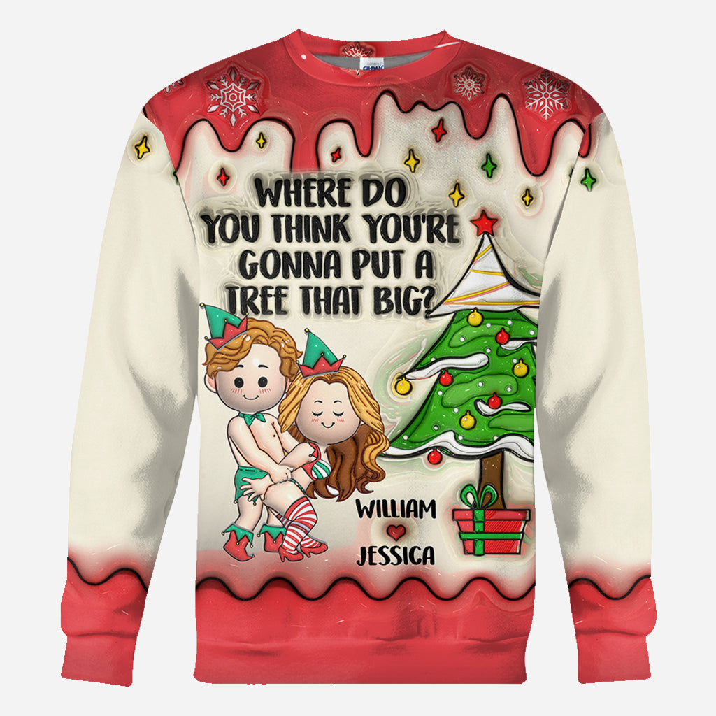 Penche-toi et je te montrerai - T-shirt personnalisé pour couple