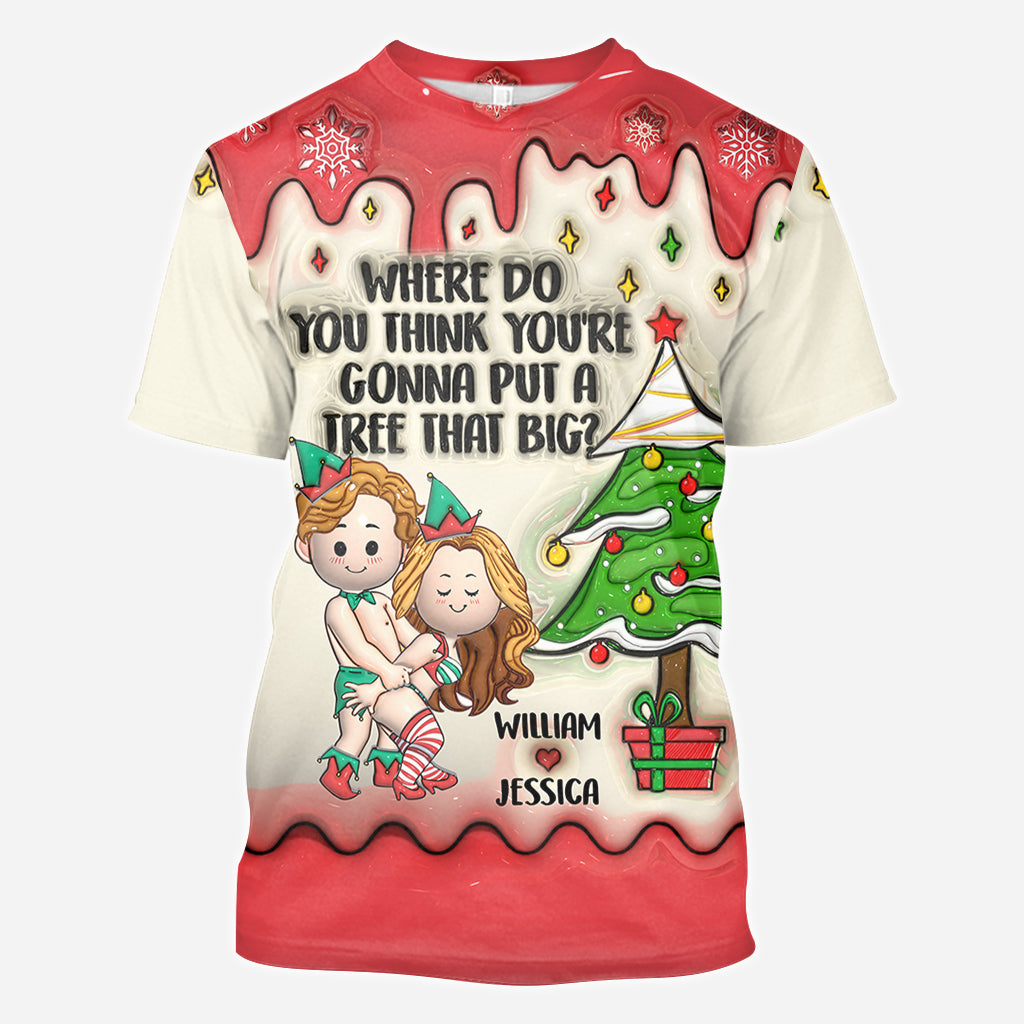 Penche-toi et je te montrerai - T-shirt personnalisé pour couple