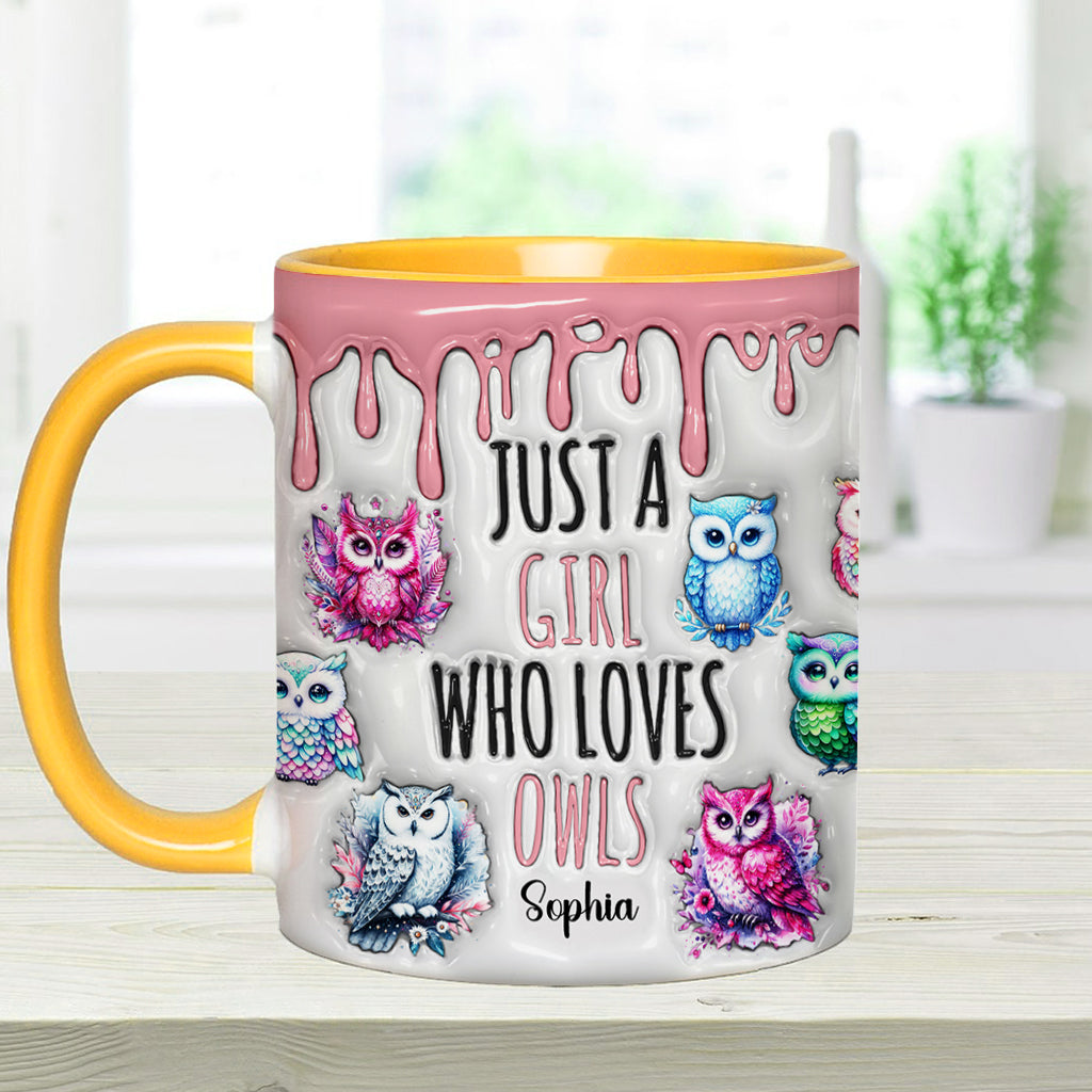 Just A Girl Who Loves Owls - Personalized Owl Accent Mug