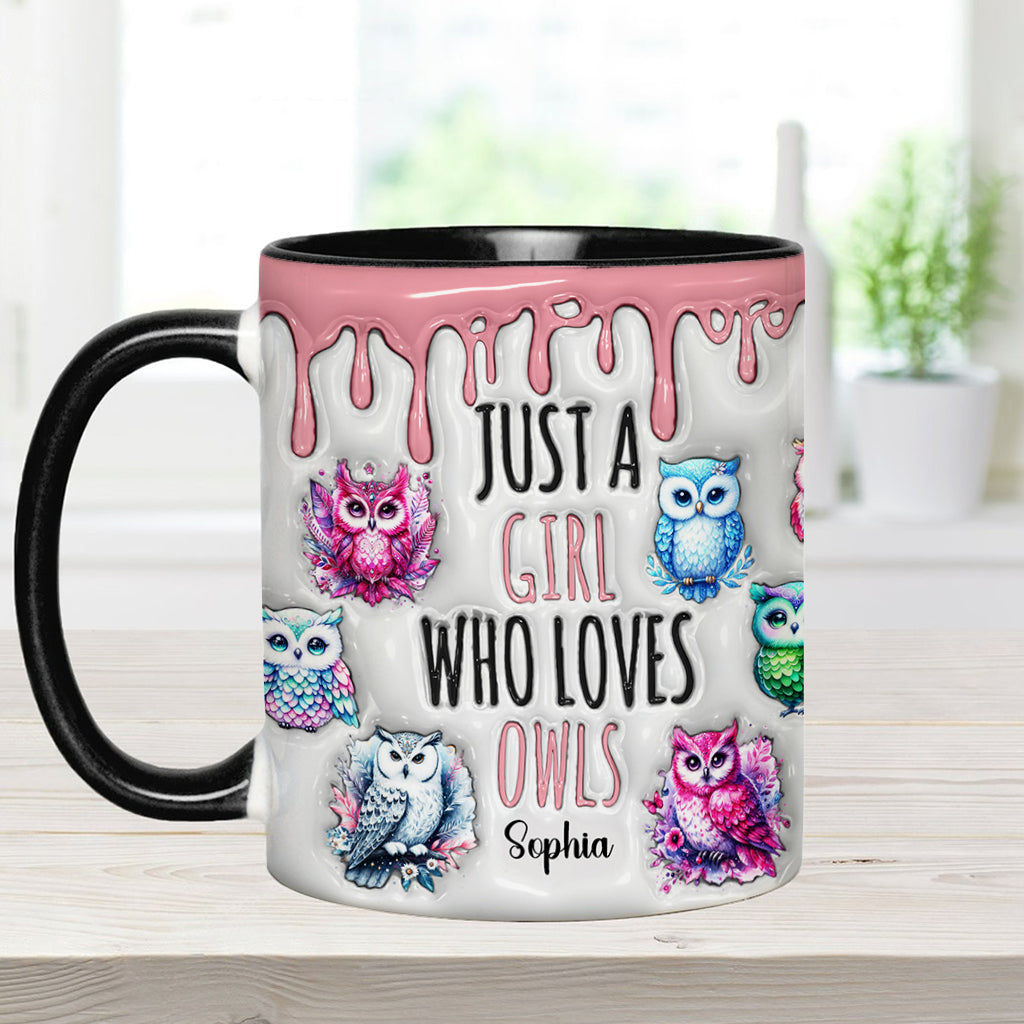 Just A Girl Who Loves Owls - Personalized Owl Accent Mug