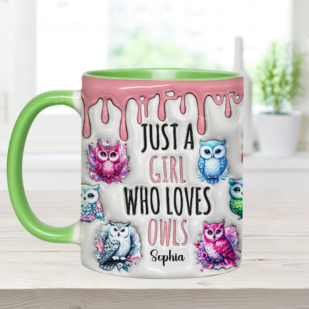 Just A Girl Who Loves Owls - Personalized Owl Accent Mug