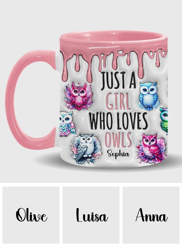 Just A Girl Who Loves Owls - Personalized Owl Accent Mug