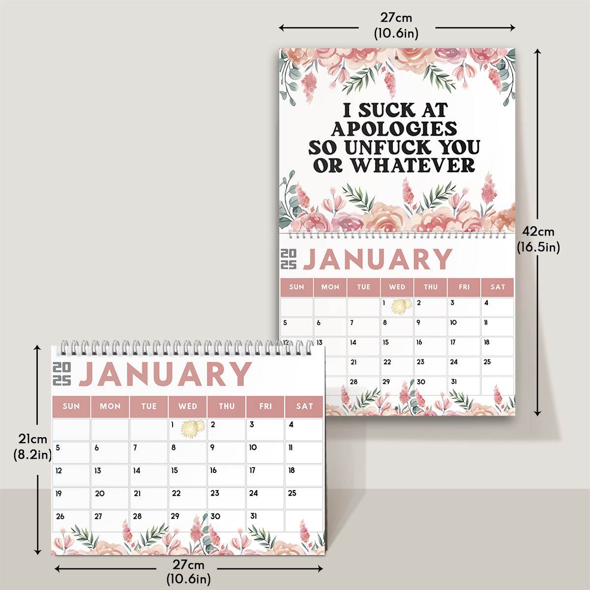 Funny Office Humor, Work Swear Affirmations - Personalized Colleague Wall Calendar & Desk Calendar