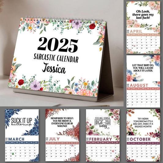 Funny Office Humor, Work Swear Affirmations - Personalized Colleague Wall Calendar & Desk Calendar