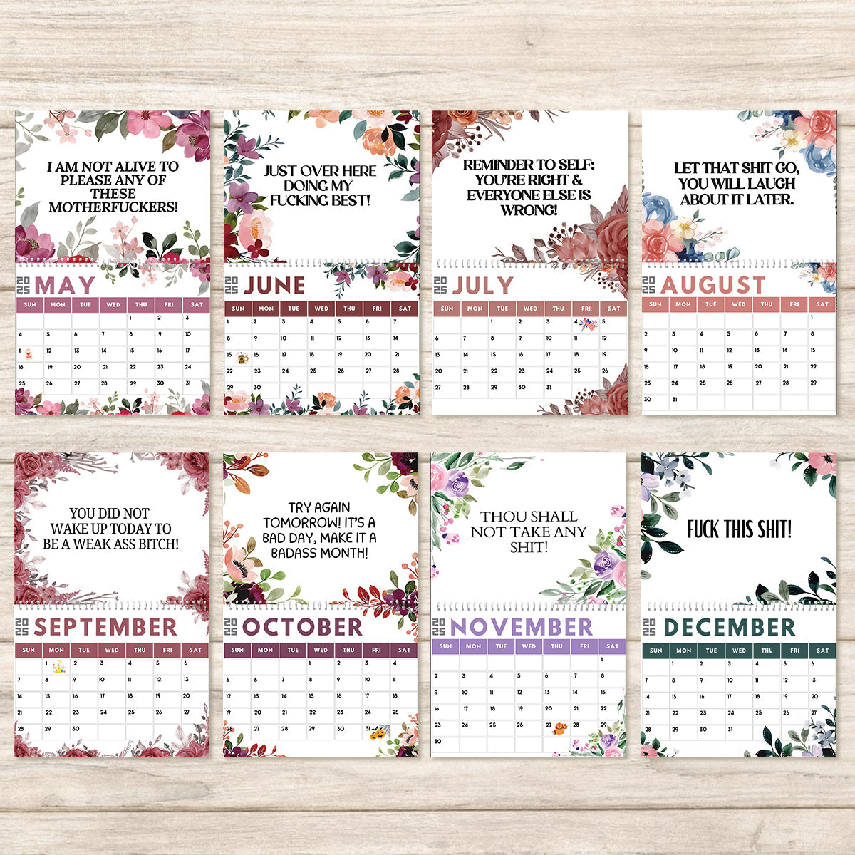 Funny Office Humor, Work Swear Affirmations - Personalized Colleague Wall Calendar & Desk Calendar