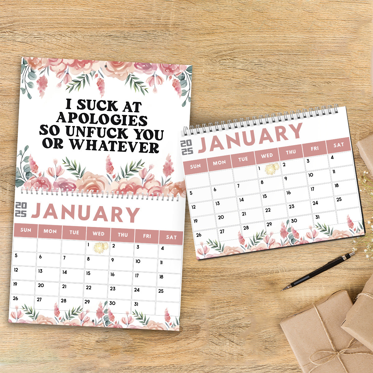 Funny Office Humor, Work Swear Affirmations - Personalized Colleague Wall Calendar & Desk Calendar