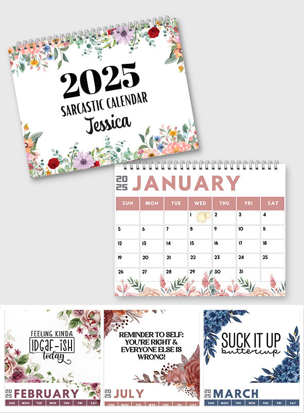 Funny Office Humor, Work Swear Affirmations - Personalized Colleague Wall Calendar & Desk Calendar