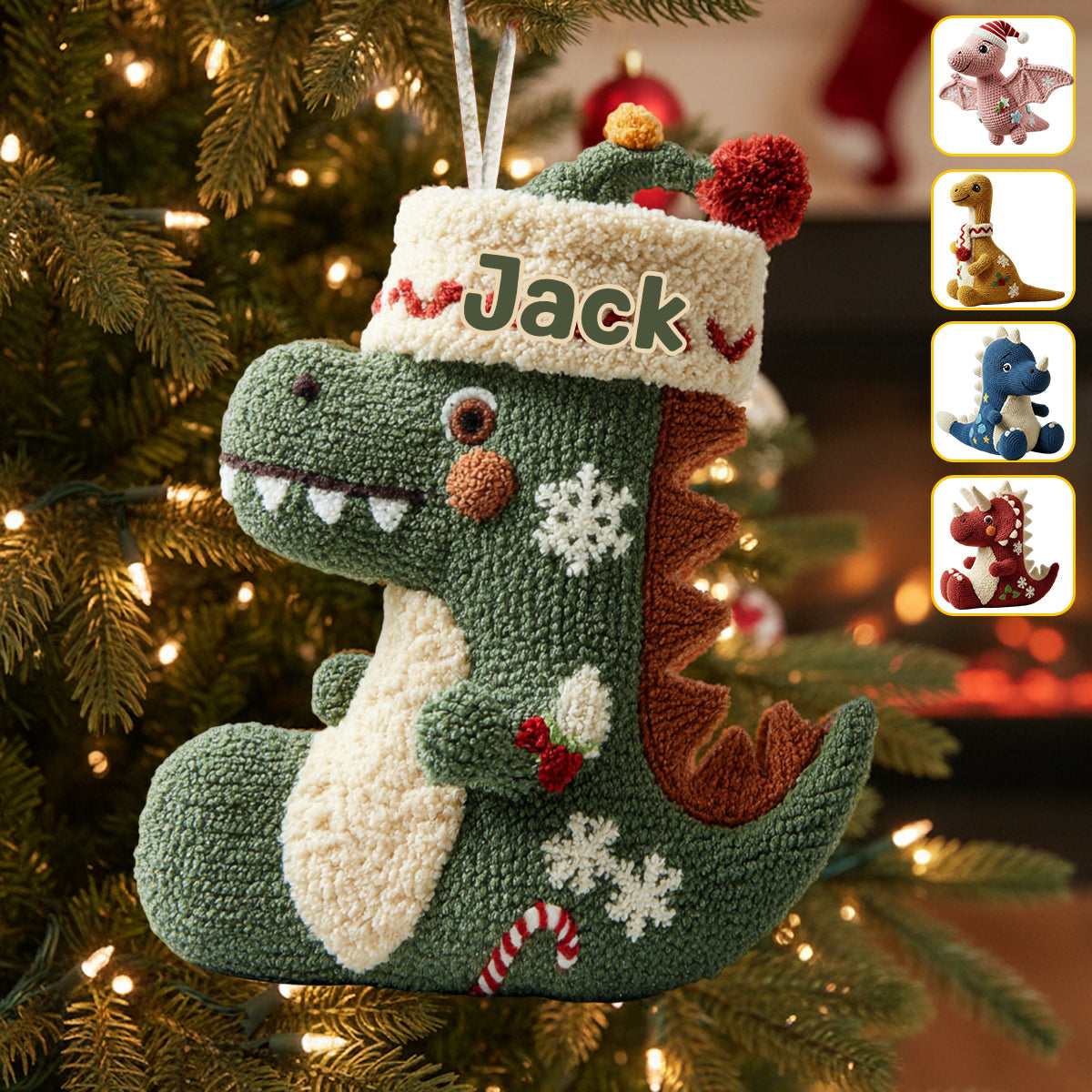 Dinomas - Personalized Kid Shaped Christmas Stocking