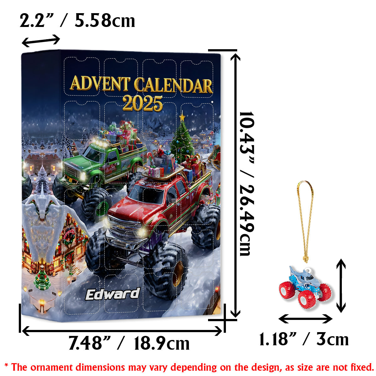 Monster Crusher - Calendrier de l'Avent personnalisé pour enfants avec décorations